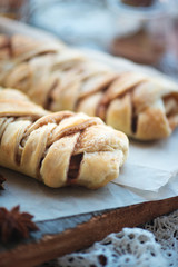 Close-up of puff pastry breakfast