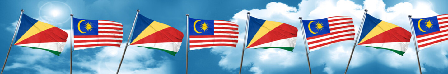 seychelles flag with Malaysia flag, 3D rendering