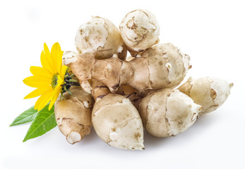 Jerusalem artichoke on a white background.