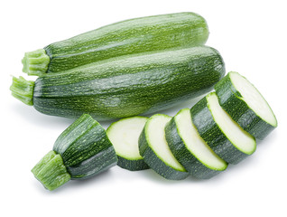 Zucchini on a white background.