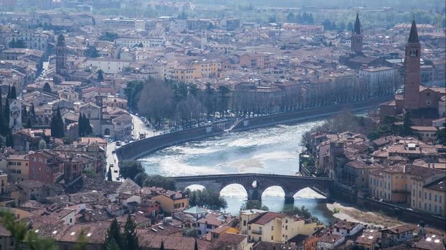 Ponte pietra aerial timelapse