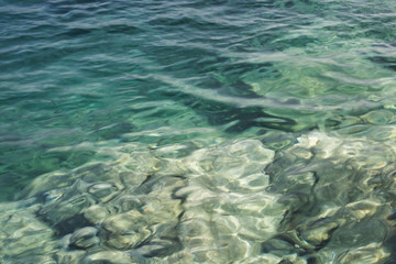 Naklejka na ściany i meble Water texture - deep clear water from Aegean sea 