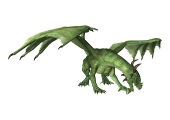 Naklejka premium 3D Rendering Fantasy Dragon on White