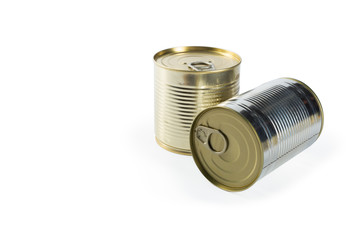 metal cans on a white background.