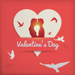 Kissing couple valentine background