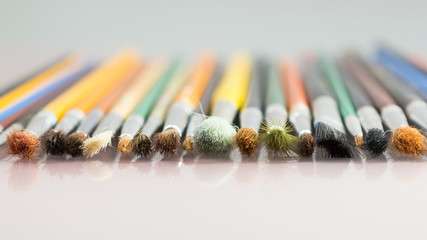 Set of different paintbrushes with white background

