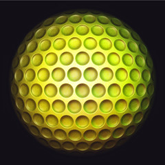 Yellow golf ball isolated over black background