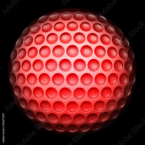 "Red golf ball isolated over black background" Stok Görseller ve
