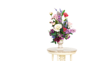Dry Bouquet of flowers on table on white Background