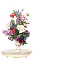 Dry Bouquet of flowers on table on white Background