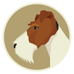 Dog collection Fox Terrier Geometric style icon round