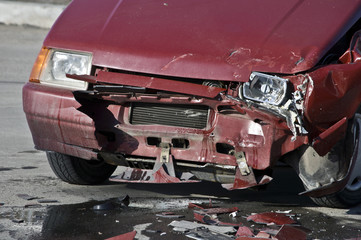 Crash broken car on accident site 
