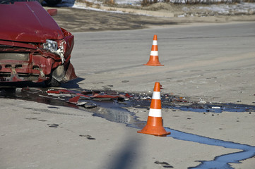 Crash broken car on accident site 
