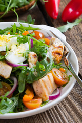 Salad with chicken and fresh vegetables