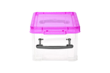 Plastic storage box Plastic container isolated on white.