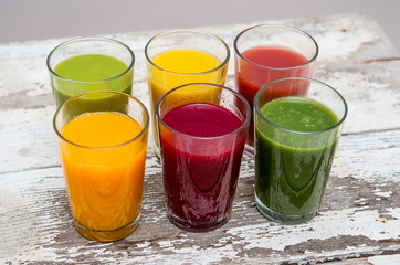 Colored Fruit smoothies