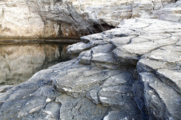Giola - natural pool in Thassos island, Greece. Beautiful details and reflexions
