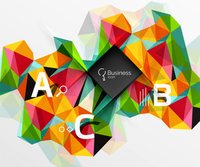 Mosaic low poly abstract background with infographics