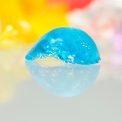 Abstract textures and patterns of broken jelly balls with reflexions