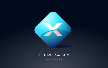 Fototapeta premium x alphabet blue hexagon letter logo vector icon design