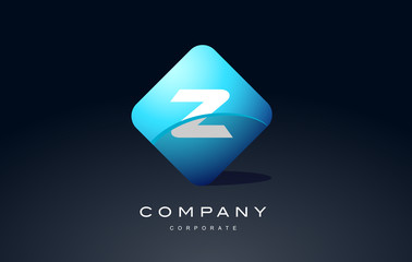 z alphabet blue hexagon letter logo vector icon design