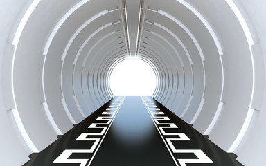 Futuristic circular tunnel 3D render