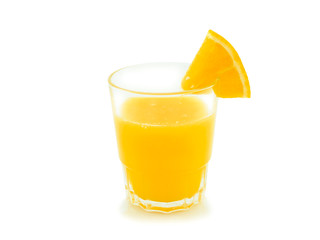 Glass of fresh orange juice isolated