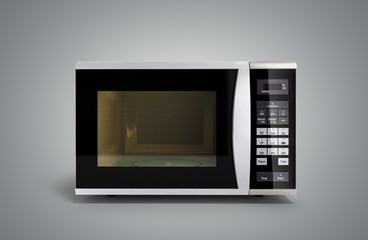 Microwave stove on grey gradient background 3d render