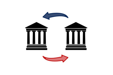 Vector image of bank symbols and arrows
