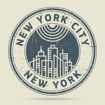 Grunge rubber stamp or label with text New York City, New York
