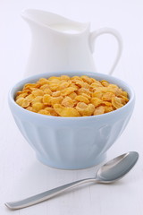 Healthy corn flakes breakfast