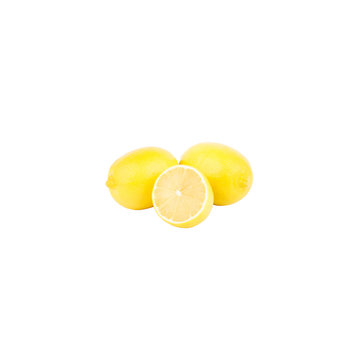 Three ripe yellow lemons, isolated