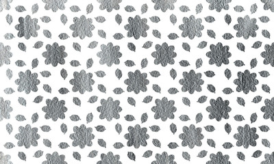 Obraz premium Silver flowers with leaves on white background.
