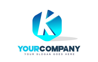 k Letter Logo. Hexagon Shape Modern Design