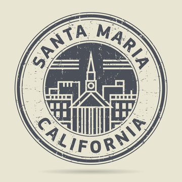 Grunge rubber stamp or label with text Santa Maria, California