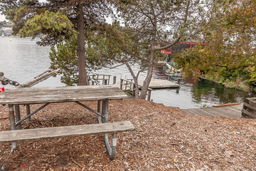 Picnic table on Lake Union Seattle