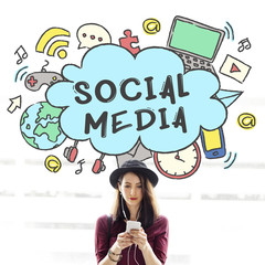 Global Communication Social Media Icon Concept