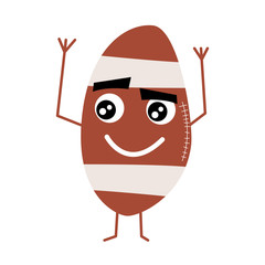 Cute American Football Ball Cartoon Character.