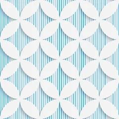 Behang 3D Naadloos damastpatroon. Witte en blauwe wikkelachtergrond