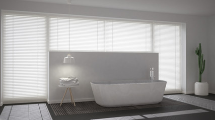 Naklejka na ściany i meble Scandinavian bathroom, white minimalistic interior design