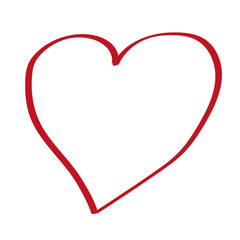 Handgezeichnetes Herz in rot