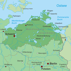 Bundesland Mecklenburg-Vorpommern - Landkarte in Grün