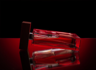 perfume bottle on black background