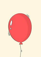 Hand drawn red balloon greeting card design