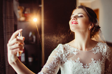 The bride keeps a perfume