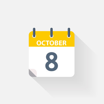 8 October Calendar Icon