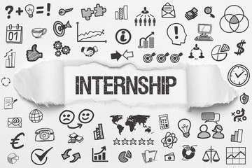 Internship / weißes Papier mit Symbole