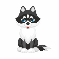 Husky. Vector image of a cute purebred dogs in cartoon style.