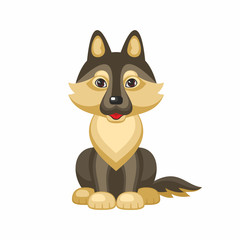 German shepherd. Vector image of a cute purebred dogs in cartoon style.
