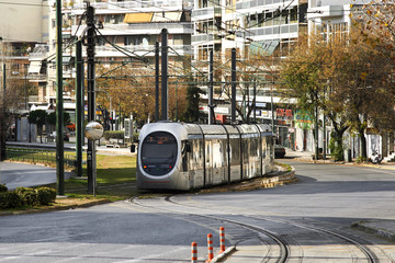 Tram train in Athens.